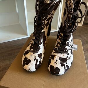 Steve Madden Brown and White Cow Print Sneakers